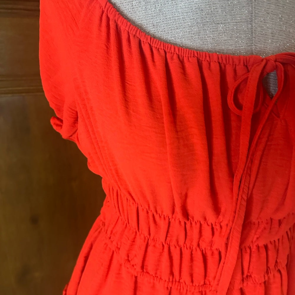 Liberty Love Orange Ruffled Smocked Sundress