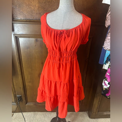 Liberty Love Orange Ruffled Smocked Sundress