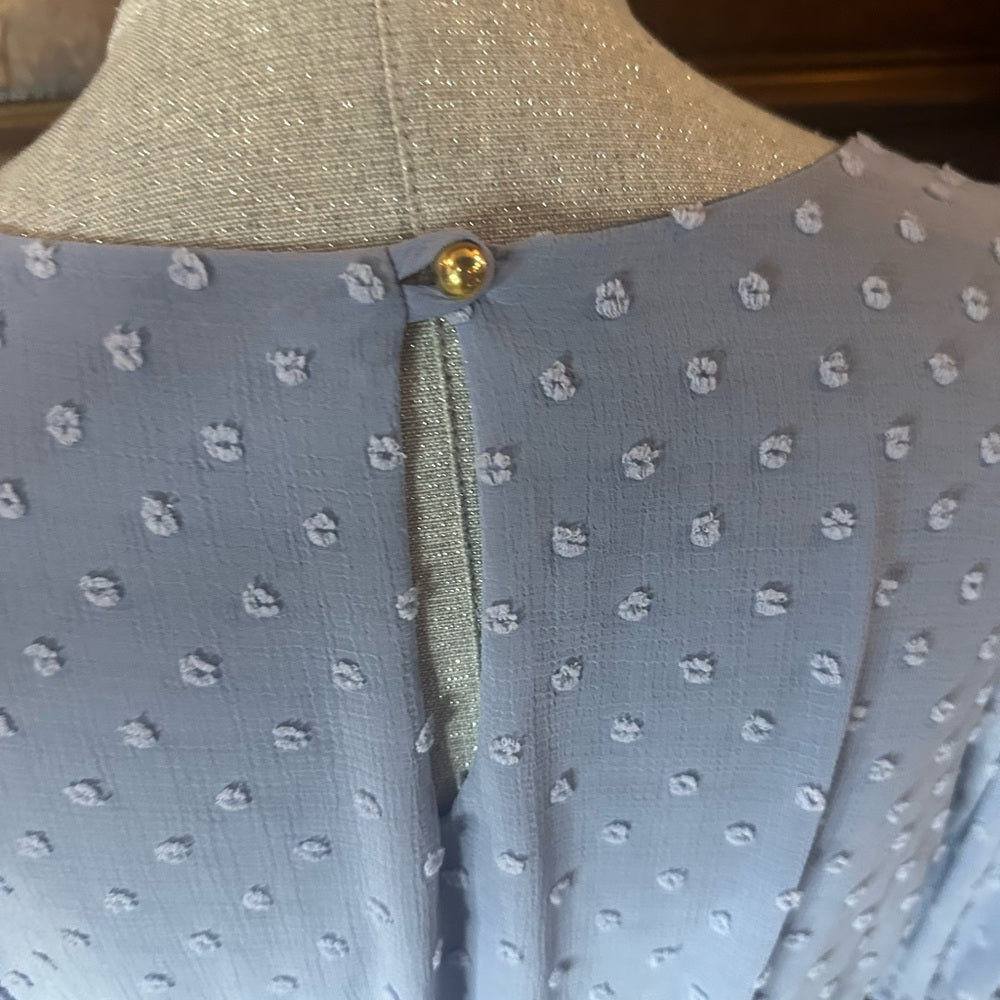 NWT SIZE M Blue Puff Sleeve Ruffled Midi Dress