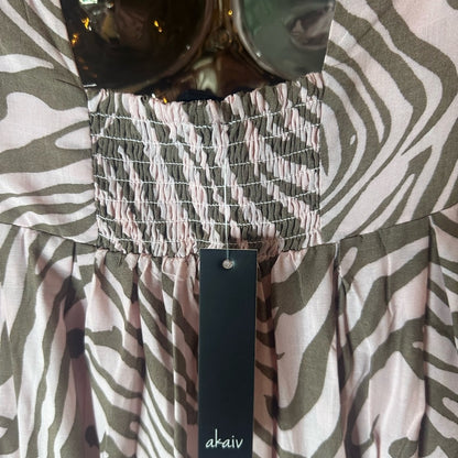 NWOT SIZE S Brown Pleated Ruffled Mini Dress with Plunge Neckline