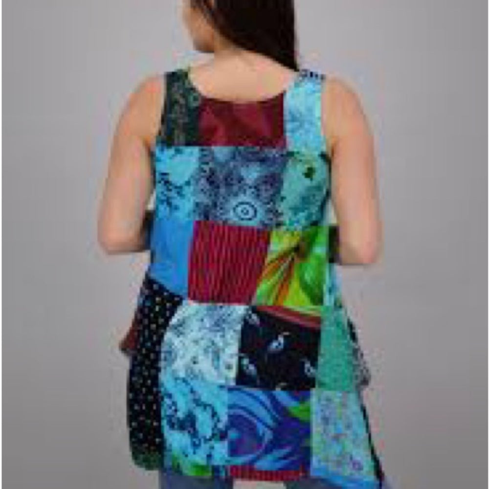 NWT SIZE OS Advance Apparels Asymmetrical Blue and Purple Tunic