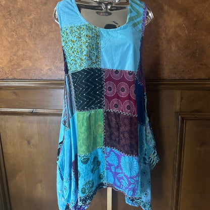 NWT SIZE OS Advance Apparels Asymmetrical Blue and Purple Tunic