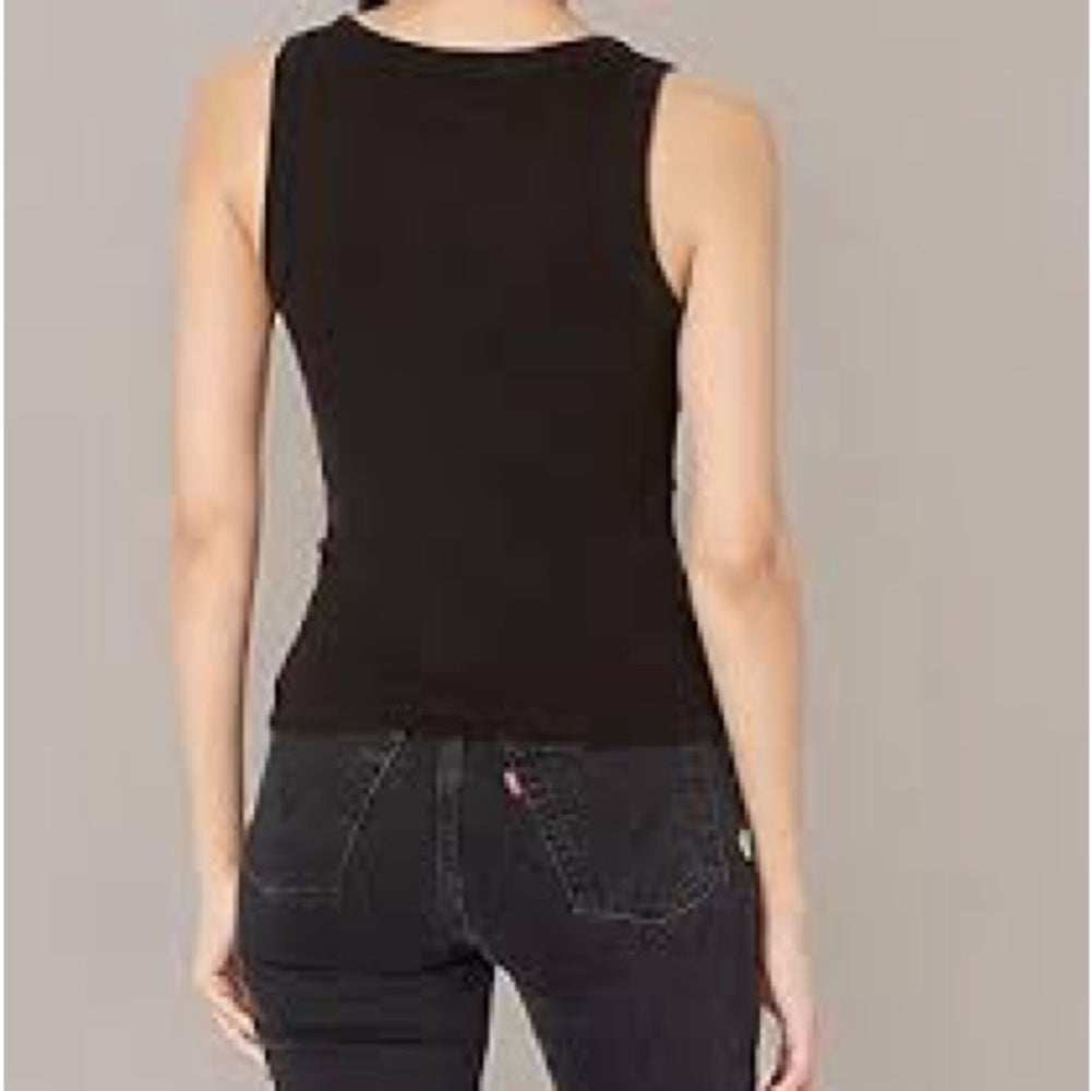 NWT SIZE L/XL Elodie Black Ribbed Fitted Tank Top