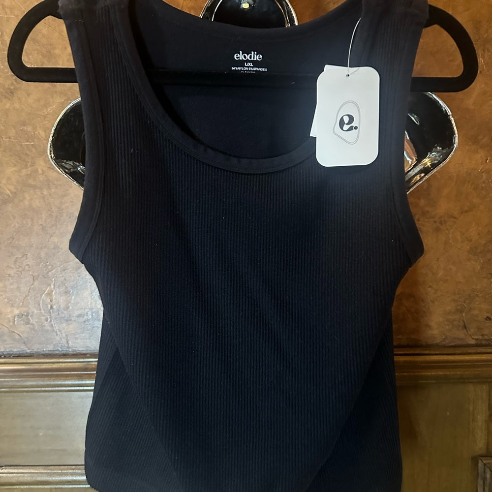 NWT SIZE L/XL Elodie Black Ribbed Fitted Tank Top