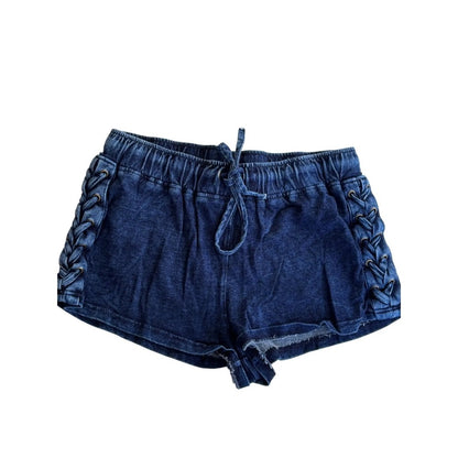 NWOT SIZE M Vanilla Star Blue Lace-Up Jean Shorts