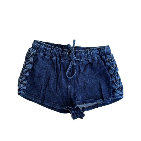 NWOT SIZE M Vanilla Star Blue Lace-Up Jean Shorts