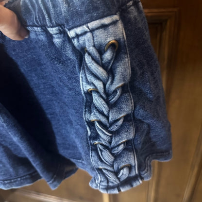 NWOT SIZE M Vanilla Star Blue Lace-Up Jean Shorts