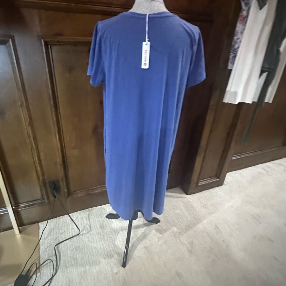 NWT SIZE XL/4 Sundry Blue Sheath Midi Dress with Scoop Neck