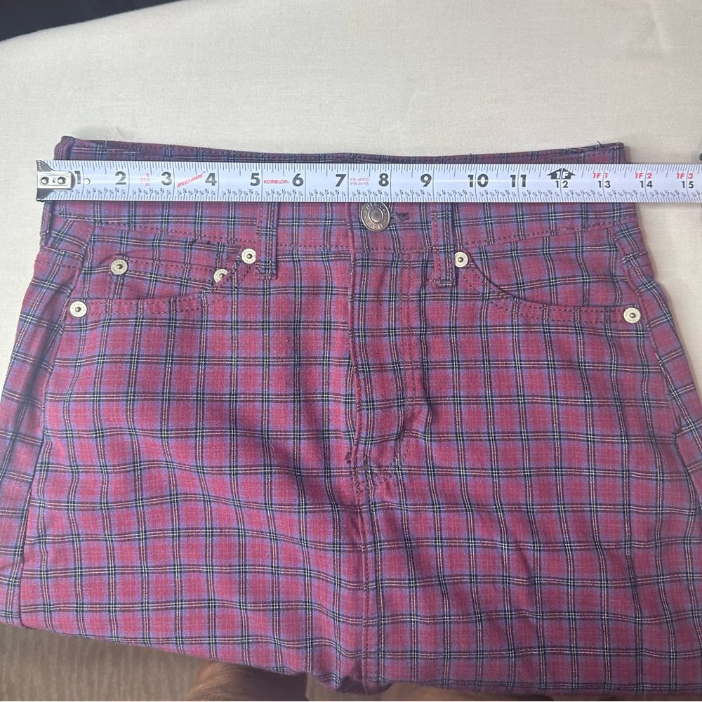 American Eagle Outfitters Red and Blue Plaid Mini Skirt