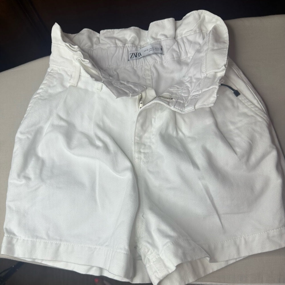 Zara High Waist White Shorts