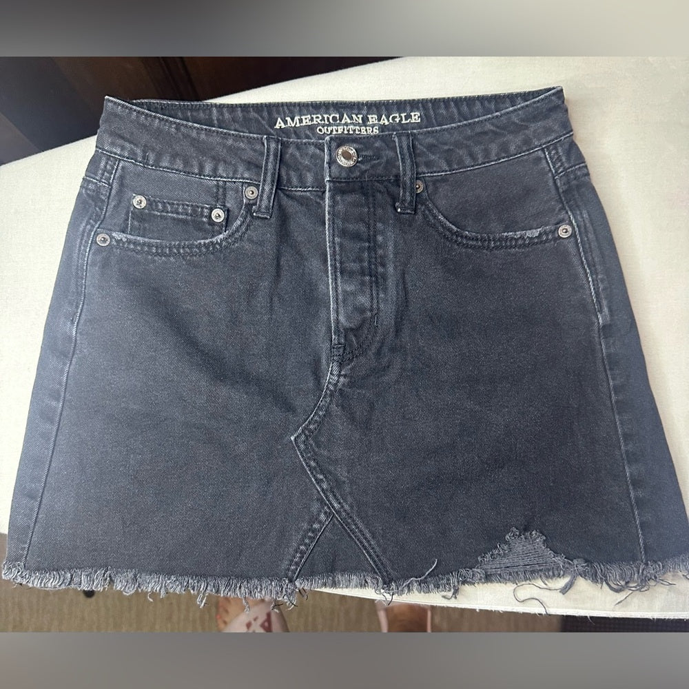 American Eagle Outfitters Black Asymmetrical Mini Skirt