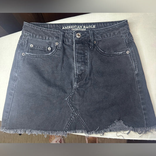 American Eagle Outfitters Black Asymmetrical Mini Skirt