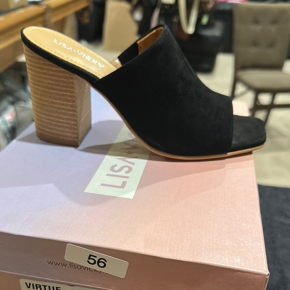 56. NEW SIZE 6.5 Alex Marie Black Mules with Sleek Block Heel