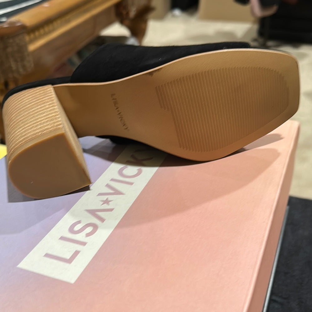 56. NEW SIZE 6.5 Alex Marie Black Mules with Sleek Block Heel