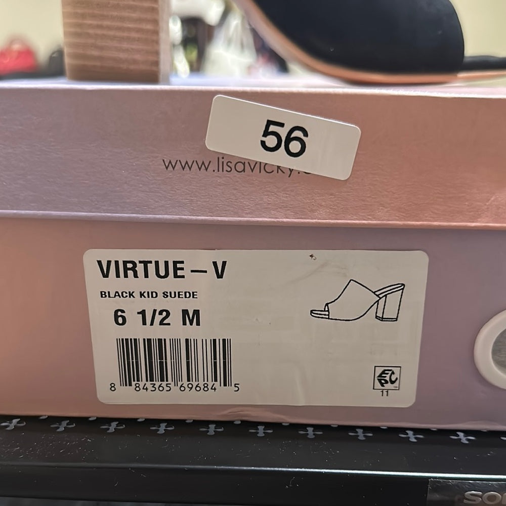 56. NEW SIZE 6.5 Alex Marie Black Mules with Sleek Block Heel