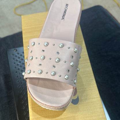 63.195.196. NEW SIZE 10-11/40/41 Romika Pink Slide Sandals & Rhinestone Accents