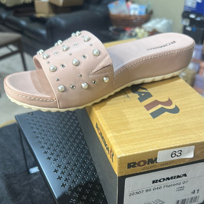 63.195.196. NEW SIZE 10-11/40/41 Romika Pink Slide Sandals & Rhinestone Accents
