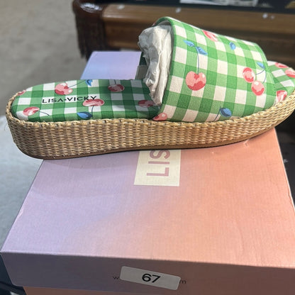 67. NEW SIZE 8 M Green and White Checkered Loafers with Vintage Flair