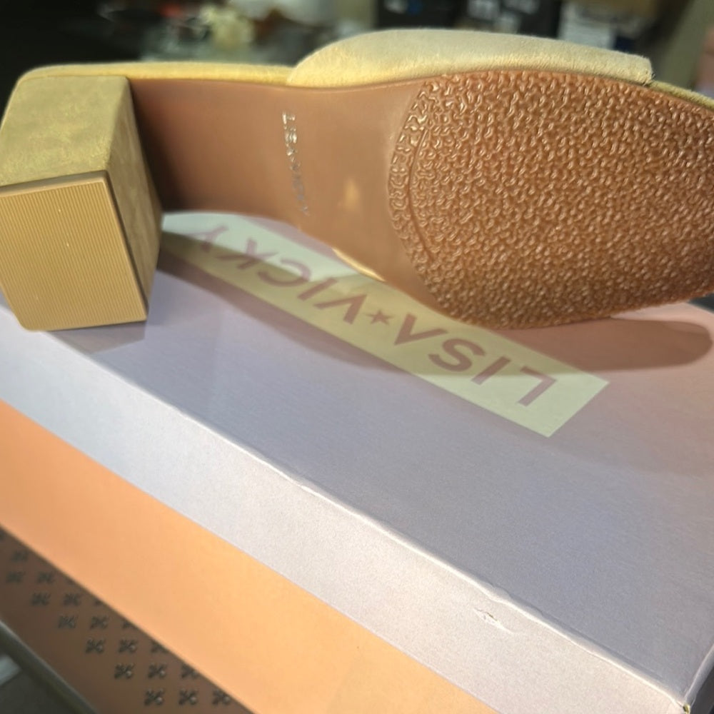 69. NEW SIZE 6.5 Stylish Tan Mules with Open-Back Design