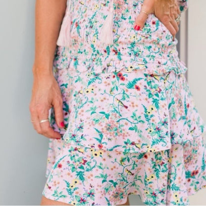 NWT SIZE S Gibson Floral Mini Skirt - Pink and Green