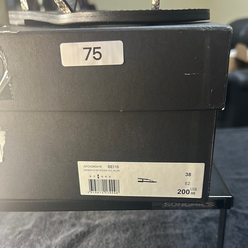 75. NEW SIZE 6-7/36 The Kooples Black and Tan Sandals with Elegant Design