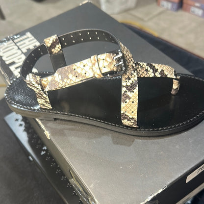 75. NEW SIZE 6-7/36 The Kooples Black and Tan Sandals with Elegant Design