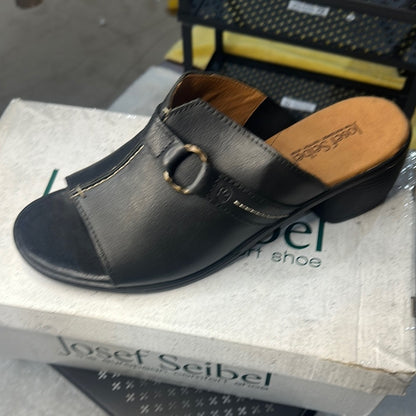 76. NEW SIZE 11-11.5 Josef Seibel Black Leather Clogs for Effortless Style