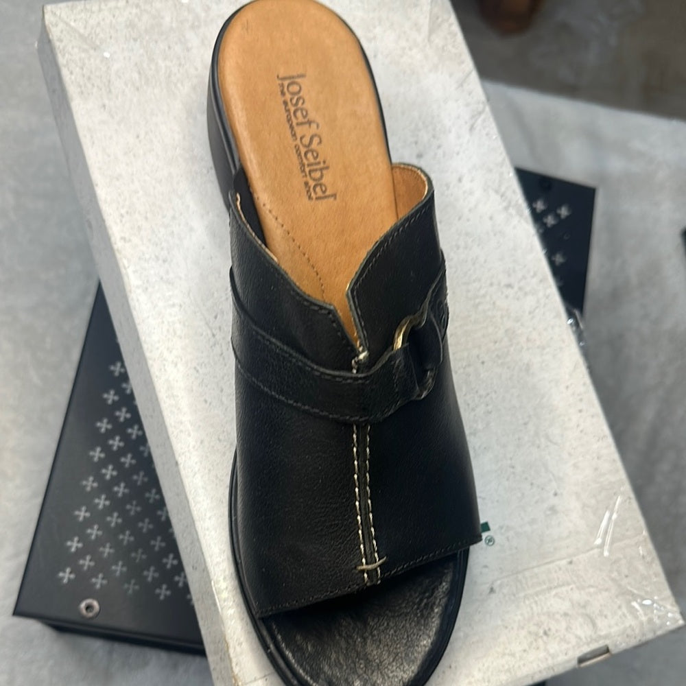 76. NEW SIZE 11-11.5 Josef Seibel Black Leather Clogs for Effortless Style