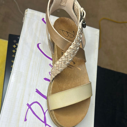 90. NEW SIZE 7.5 Blowfish Cream Sandals with Woven Ankle Strap