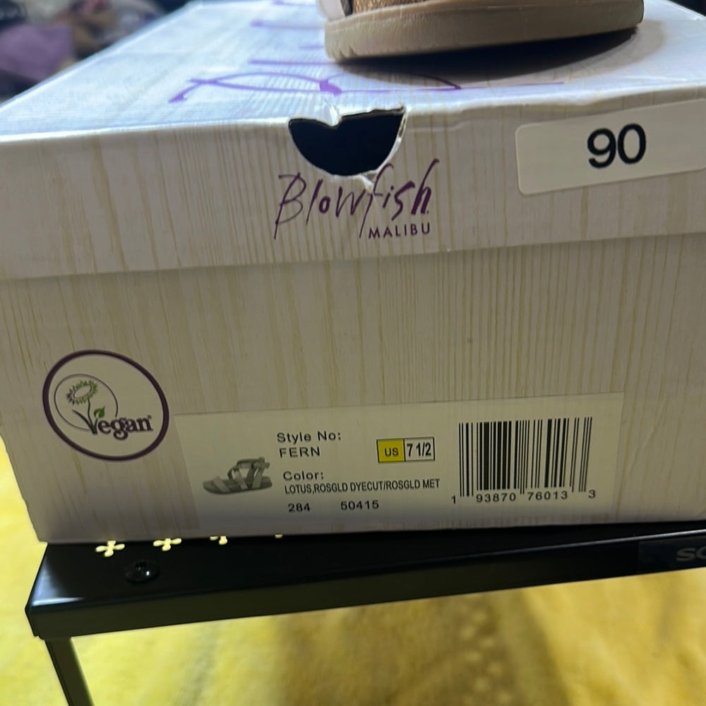 90. NEW SIZE 7.5 Blowfish Cream Sandals with Woven Ankle Strap