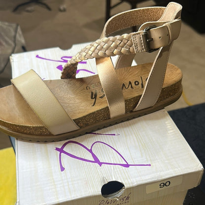 90. NEW SIZE 7.5 Blowfish Cream Sandals with Woven Ankle Strap