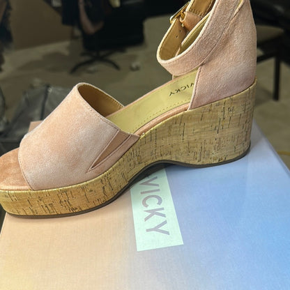 92. NEW SIZE 8.5 Pink Espadrille Wedges with Ankle Strap