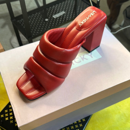 95. NEW SIZE 7.5 M Red Mules with Sleek Design and Comfort