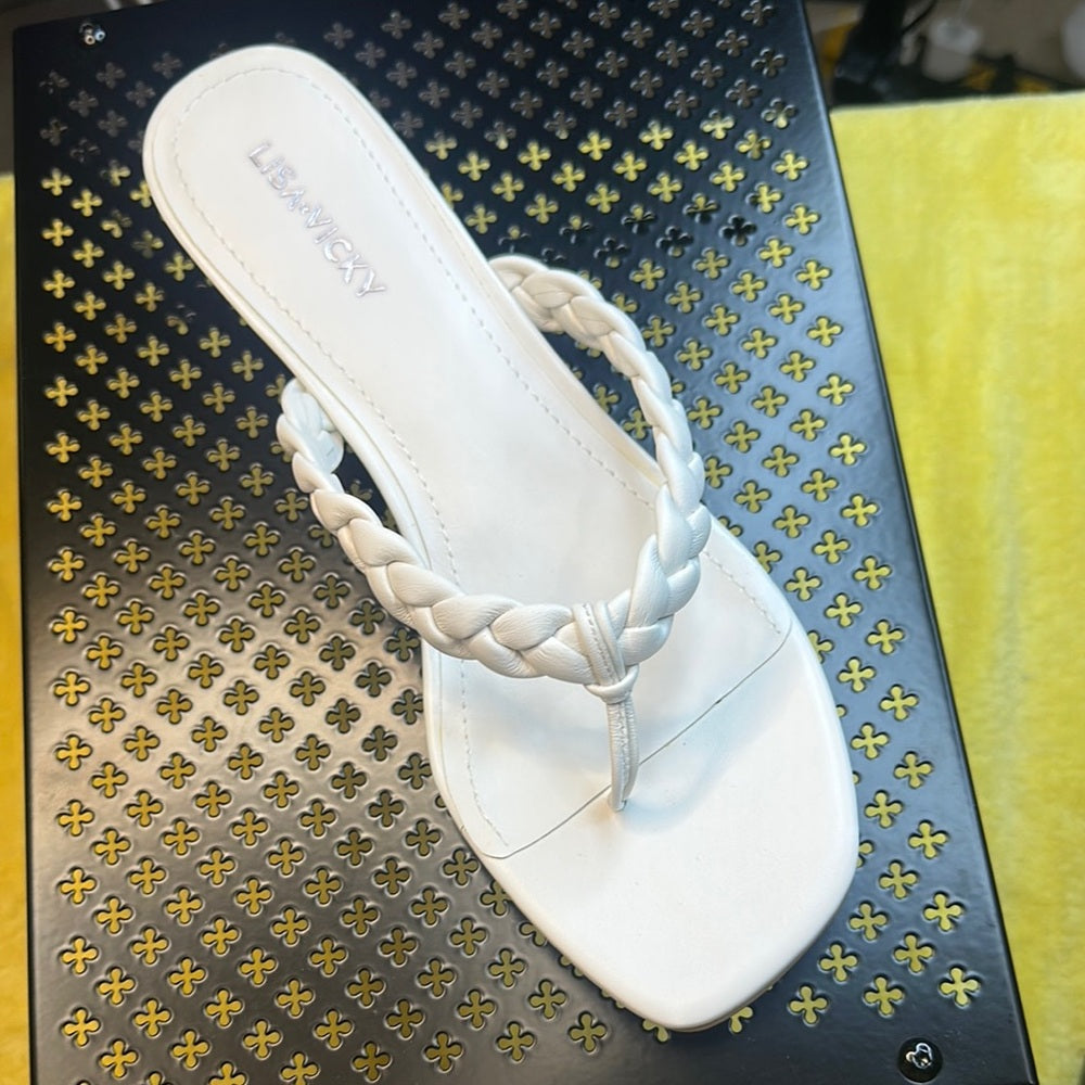112. NEW SIZE 7.5 White Sandals with Elegant Design and Comfort