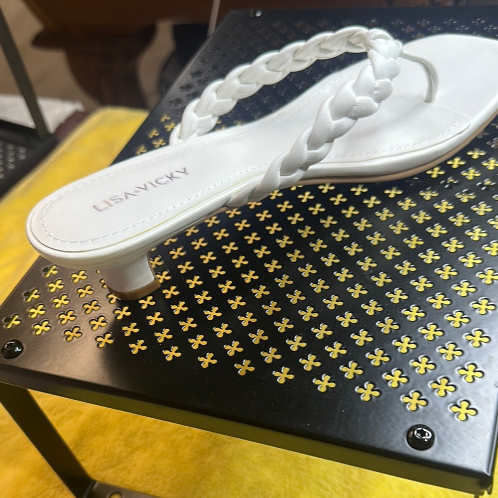 112. NEW SIZE 7.5 White Sandals with Elegant Design and Comfort