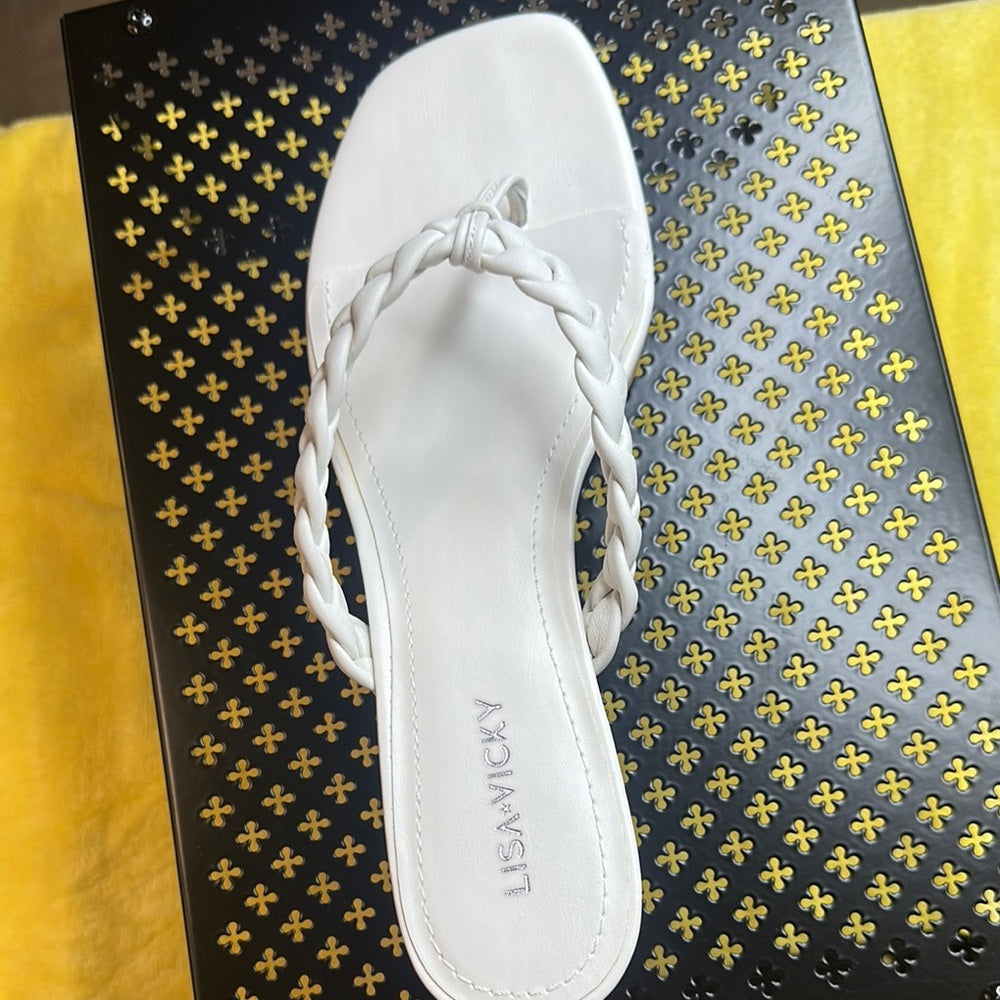 112. NEW SIZE 7.5 White Sandals with Elegant Design and Comfort