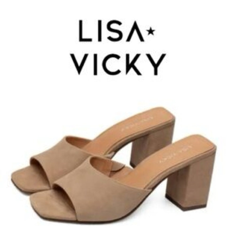 69. NEW SIZE 6.5 Stylish Tan Mules with Open-Back Design