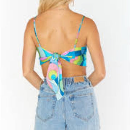 NWOT SIZE S Show Me Your MuMu Asymmetrical Blue Green Crop Camisole