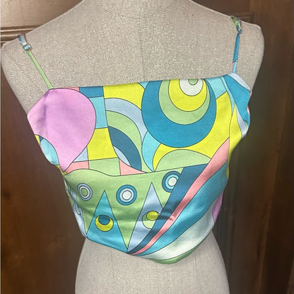 NWOT SIZE S Show Me Your MuMu Asymmetrical Blue Green Crop Camisole