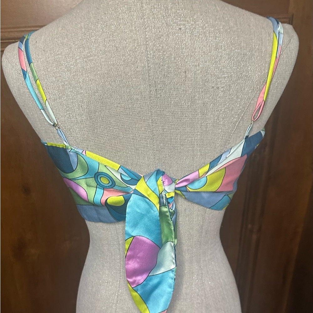 NWOT SIZE S Show Me Your MuMu Asymmetrical Blue Green Crop Camisole