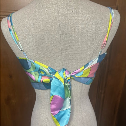 NWOT SIZE S Show Me Your MuMu Asymmetrical Blue Green Crop Camisole