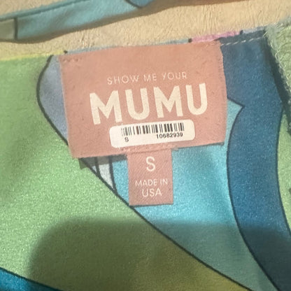 NWOT SIZE S Show Me Your MuMu Asymmetrical Blue Green Crop Camisole