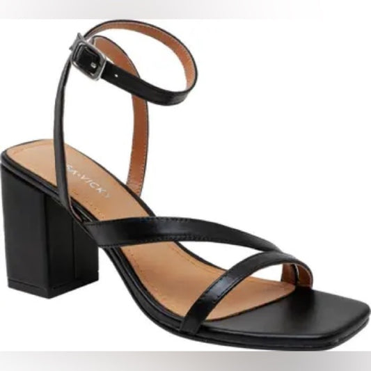 97.153.154.155.NEW SIZE 8M Black Minimalist Sandals, Crisscross Straps, Low Heel