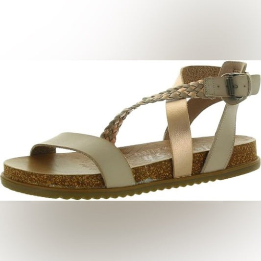 90. NEW SIZE 7.5 Blowfish Cream Sandals with Woven Ankle Strap