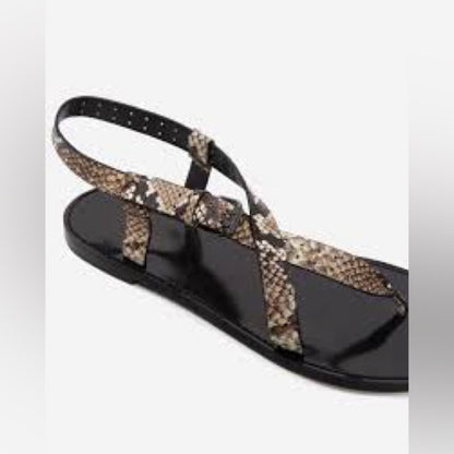 75. NEW SIZE 6-7/36 The Kooples Black and Tan Sandals with Elegant Design