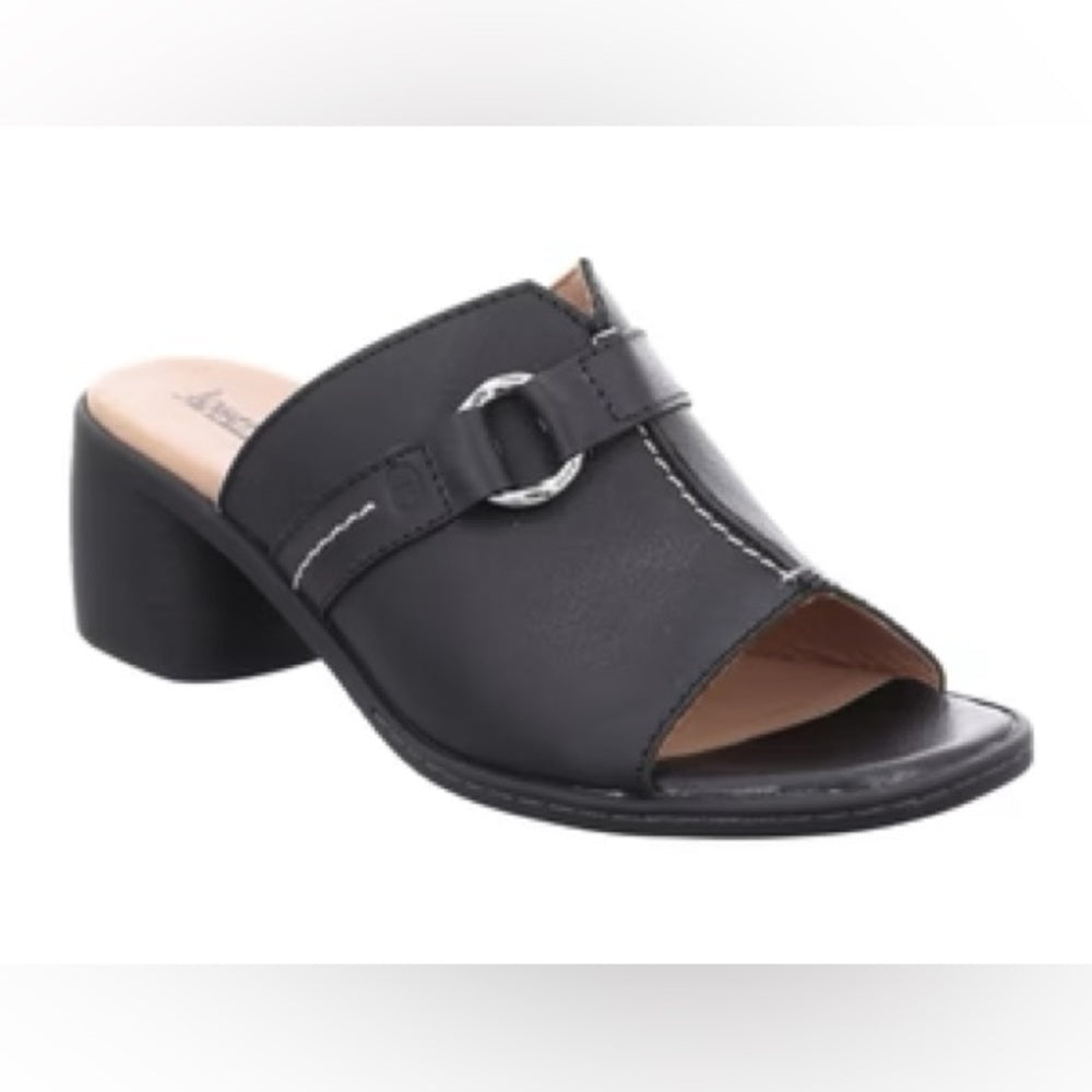 76. NEW SIZE 11-11.5 Josef Seibel Black Leather Clogs for Effortless Style