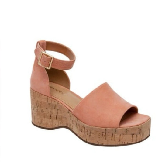 36. NEW SIZE 6 M Pink Wedge Sandals with Platform Sole and Ankle Strap