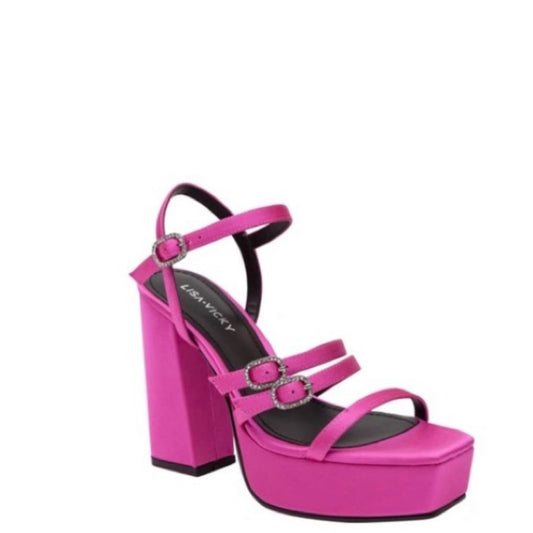 41. NEW SIZE 7 1/2 Vibrant Pink Metallic High Heel Sandals