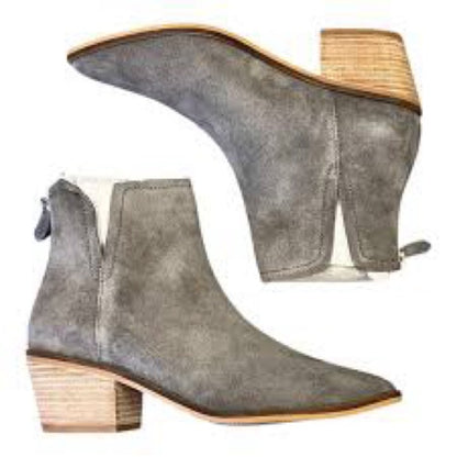 62. NEW SIZE 7M Gray Suede Ankle Booties with Pointed Toe