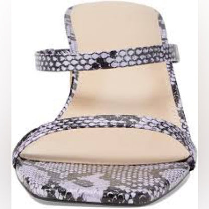 19. NEW SIZE 8 Black and White Strappy Heels with Snakeskin Texture
